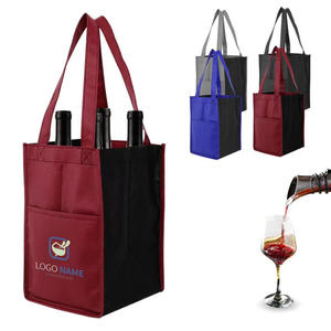 Customized logo reusable 6 bottle wine non woven shopping tote bag