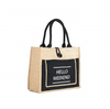 Eco friendly laminated jute bag burlap reusable linen beach bag hessian shopping tote bags with custom logo