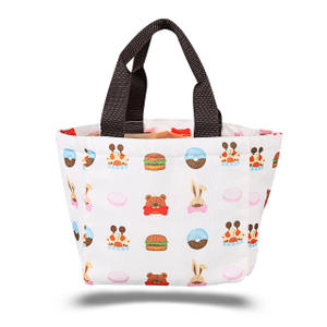 Custom Black Handle Full Color Cartoon Sublimation Printing Canvas Cotton Tote Shopping Bag for Women