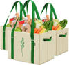 Large Heavy Duty Collapsible Reusable Reinforced Bottom Washable folding Grocery Basket Box Foldable Canvas Tote Shopping Bag