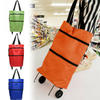 Portable collapsible Large Compartment Cart With Double Handles Folding Shopping Trolley