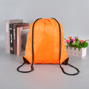 Multi color logo foldable plain eco friendly polyester drawstring shopping bag