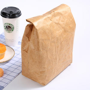 Custom Eco Reusable Waterproof Insulated Cooler Freezable Brown Paper Tyvek Lunch Bag For Women