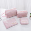 Customized logo portable embroidered flannel cosmetic bag velvet storage bag