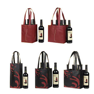 Customized Design Standard Size 6 Bottle Non Woven Wine Tote Bag