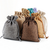 wholesaler Custom Logo printed Eco-friendly Small linen pouch jute Burlap shopping Drawstring Gift jute Bag