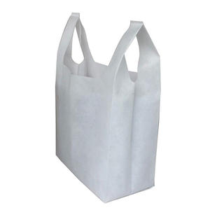 White 40 gsm eco friendly laminated U cut non woven grocery bags with logo